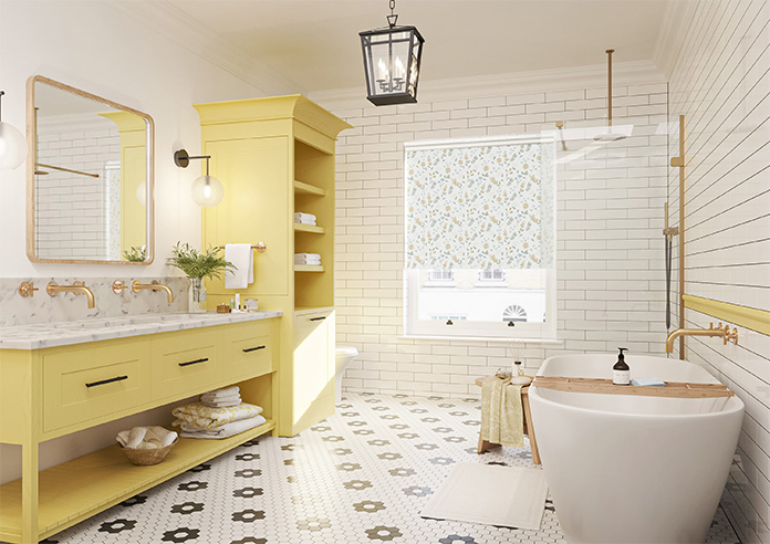 Retro Floral, Yellow Sunset - Twist&Fit Roller Blind - Image 7